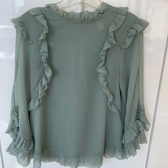 H&M Soft Green Ruffled Blouse - Picture 1 of 7